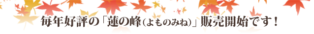 蓬の峰発売開始です